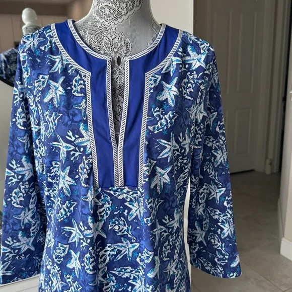 Cabana Life Blue and White Floral Coverup Dress - Picture 7 of 13